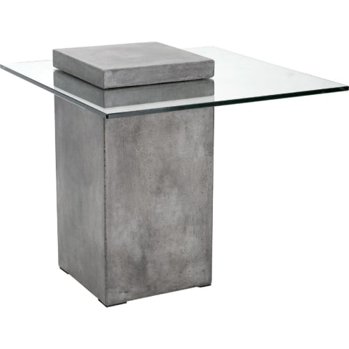 Grange End Table in Sealed Concrete & Tempered Glass